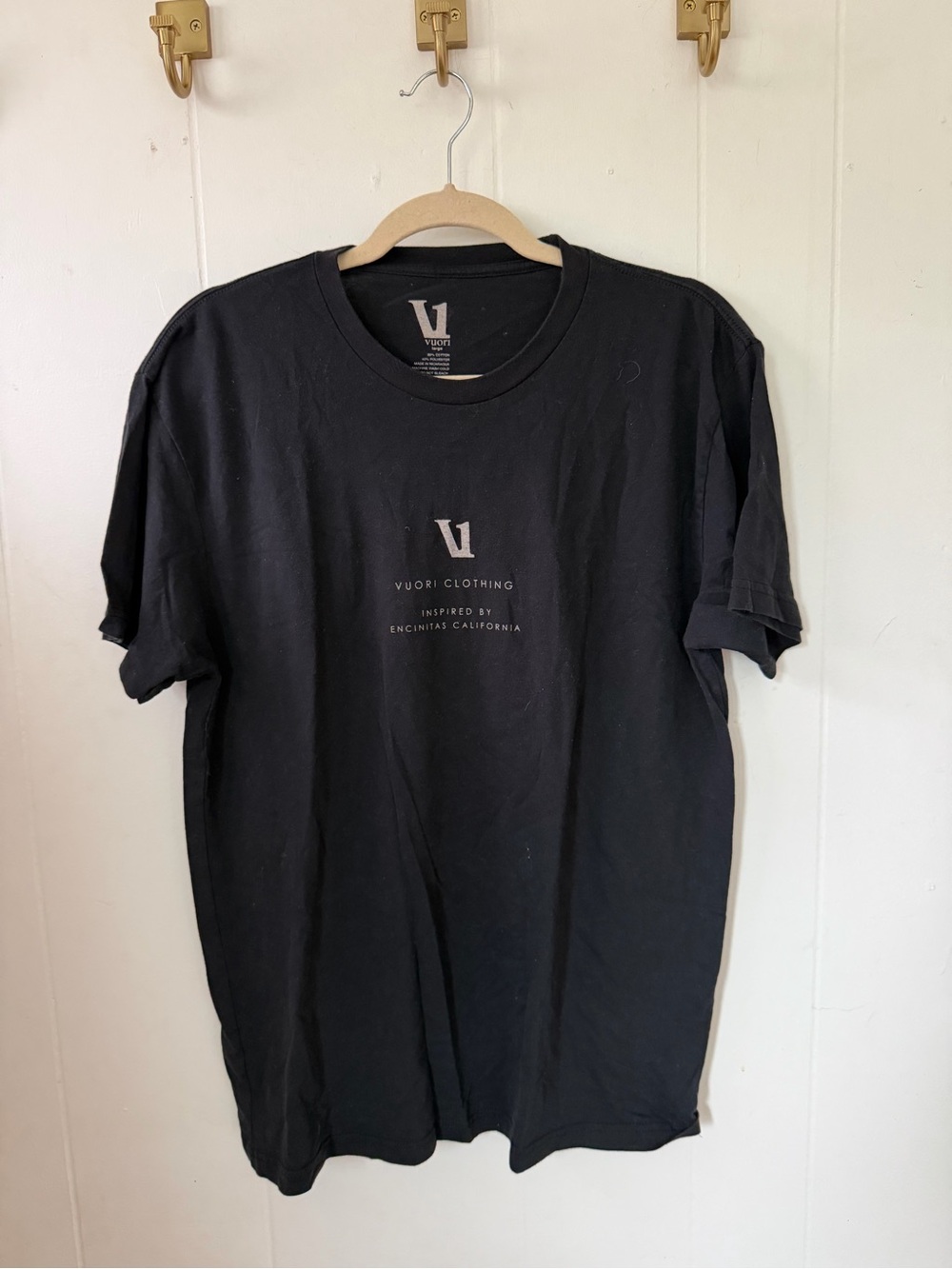 Vuori Black Short-Sleeve Crew Tee with Center Logo
